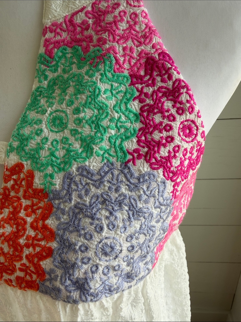 THML White Halter Camisole with Bright Multicolor Crochet Yoke - Picture 4 of 4